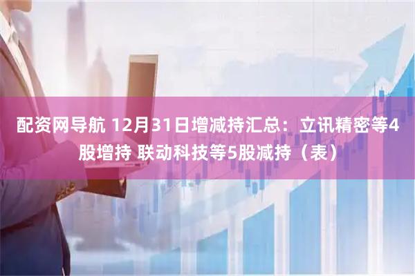 配资网导航 12月31日增减持汇总：立讯精密等4股增持 联动科技等5股减持（表）